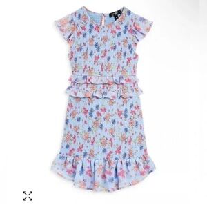 Aqua Pastel Floral Kids Dress